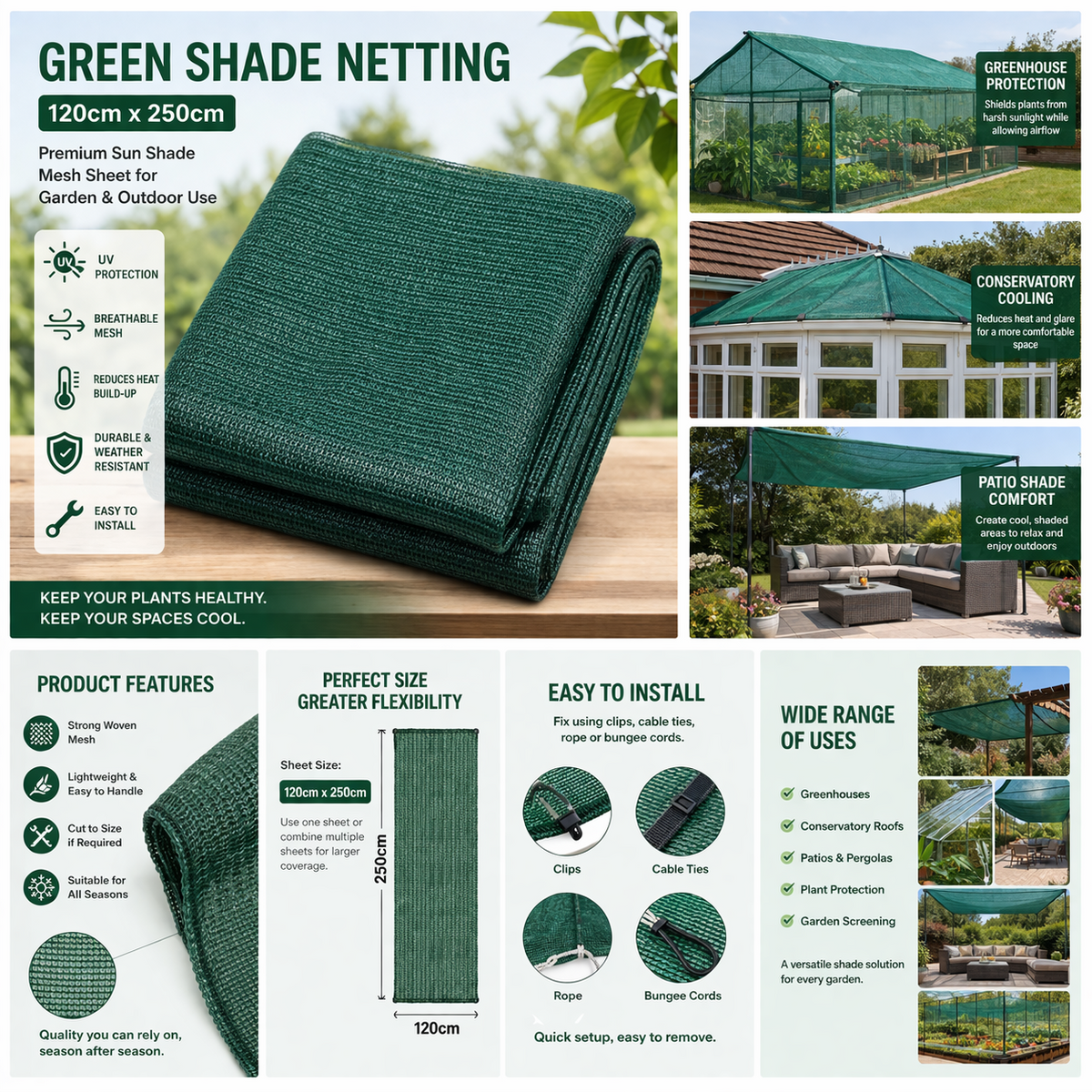 Home Valet conservatory shade netting and more reduces UV by 55% 90cm x 3.3m