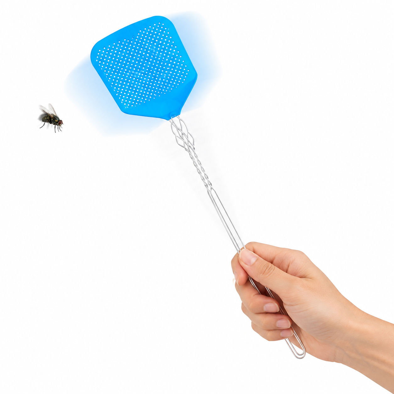 Fly Swatters Long Handle 3 Pack Metal Wire Handle Plastic Heads 3 Colour Pack