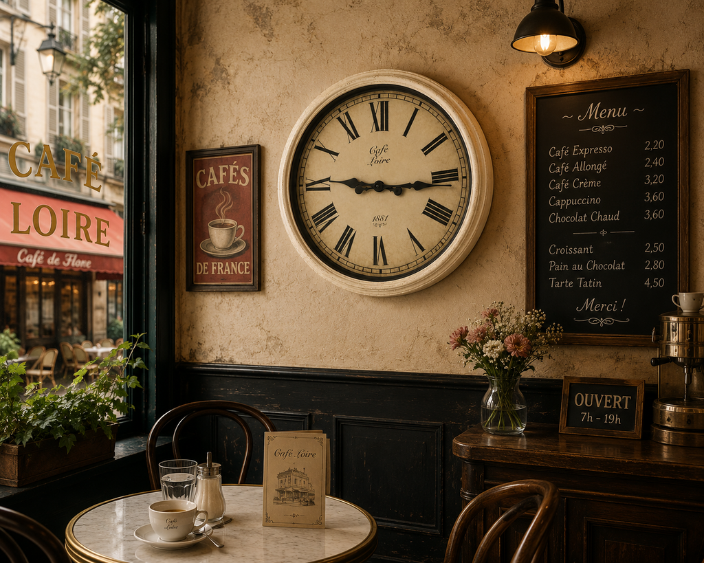 Cafe Loire 1881 61cm 24" Large Vintage Wall Clock Roman Numerals Cafe