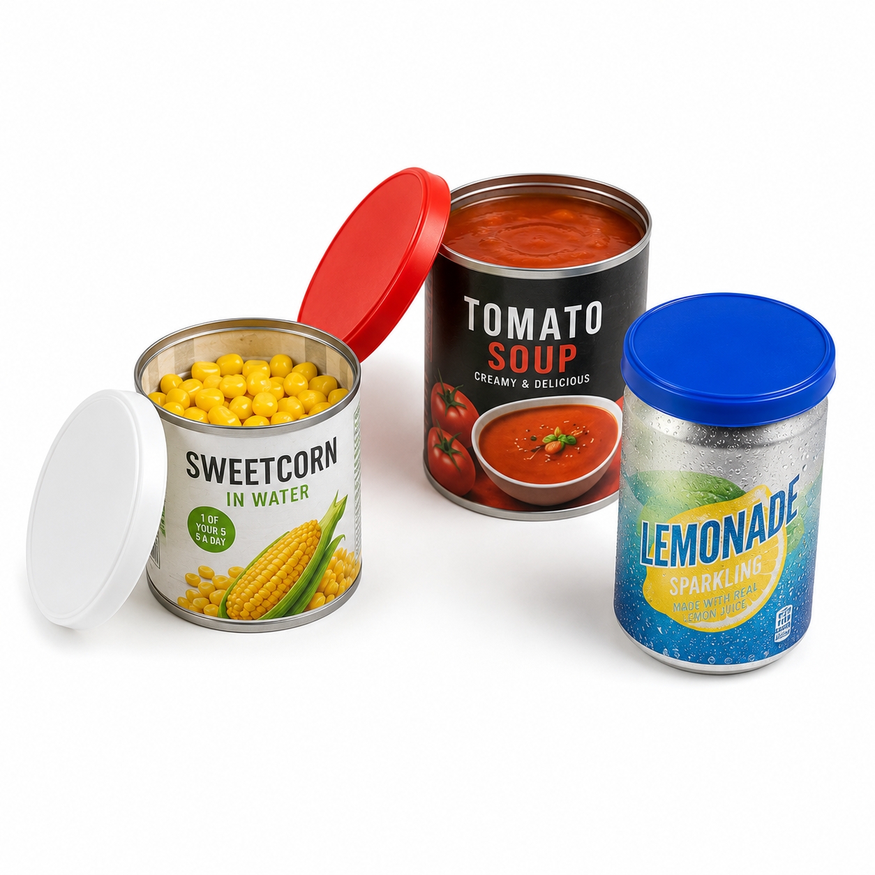 18 Reusable Can Lids – Colour Coded Food Covers – Pet, Food & Drinks 6 red, 6 white and 6 blue