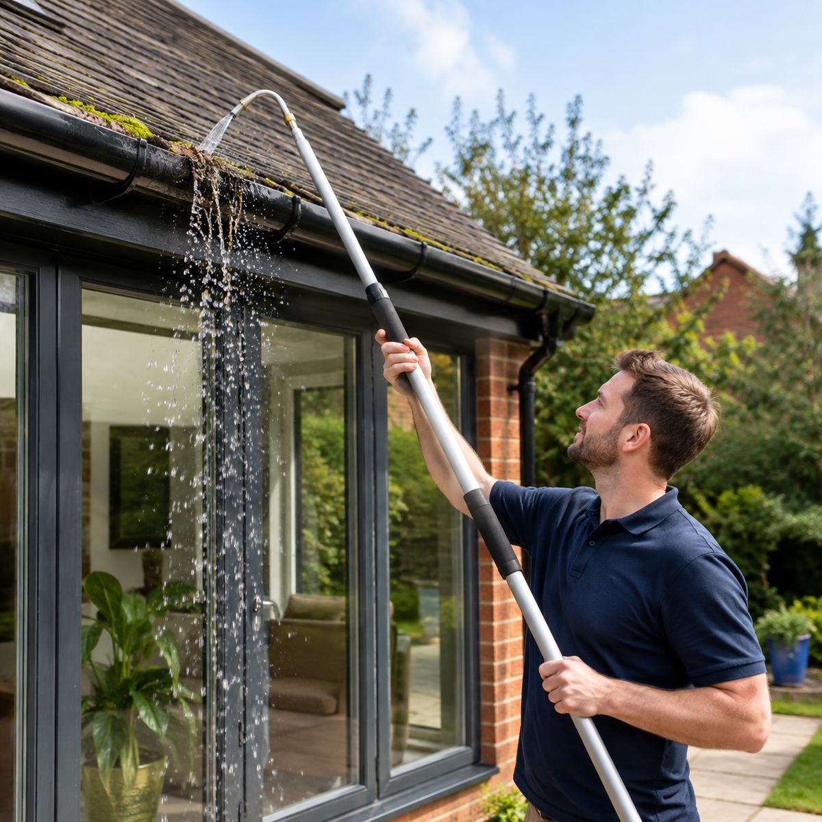 Telescopic Gutter Cleaner – Hose-Fed Long Reach Cleaning Wand