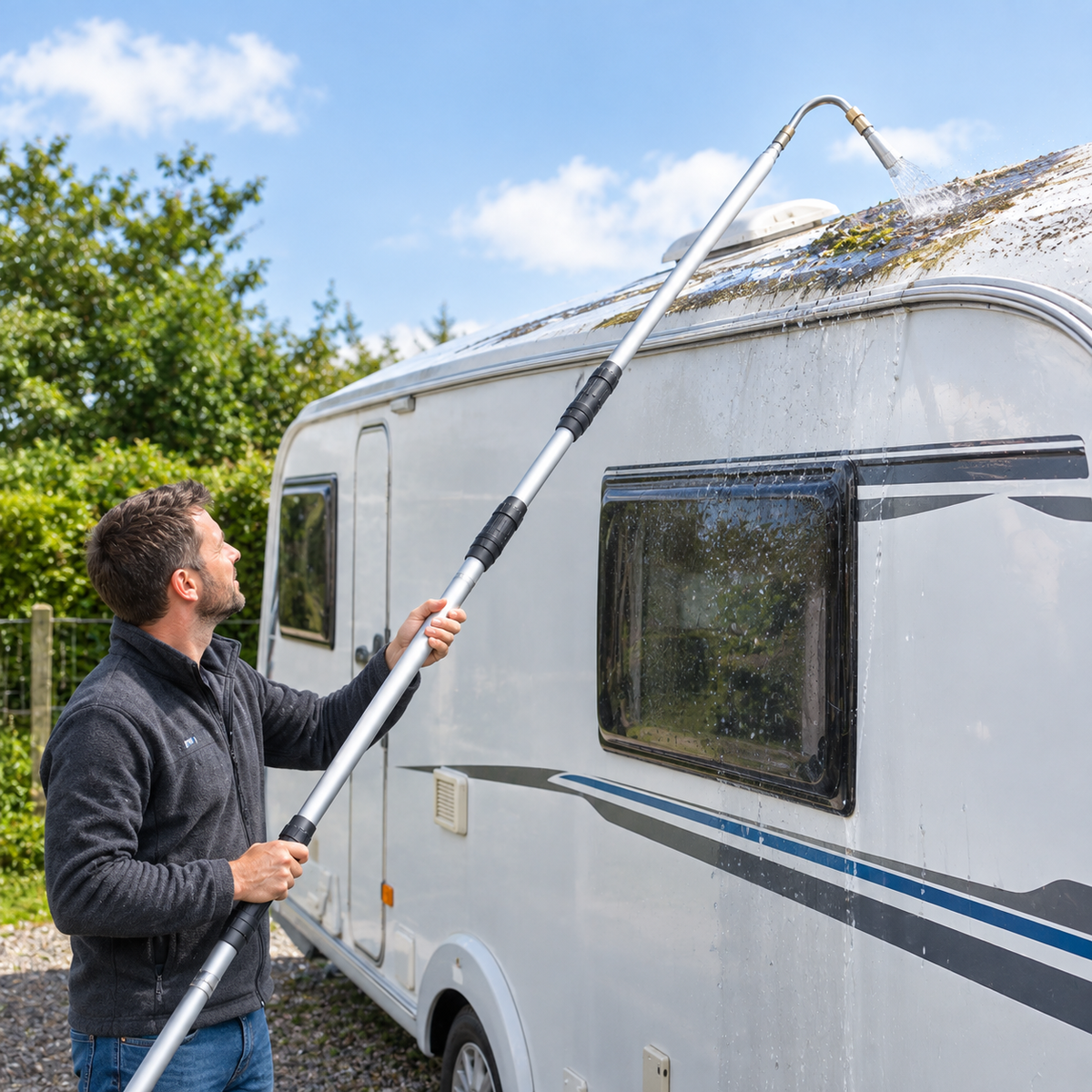 Telescopic Gutter Cleaner – Hose-Fed Long Reach Cleaning Wand