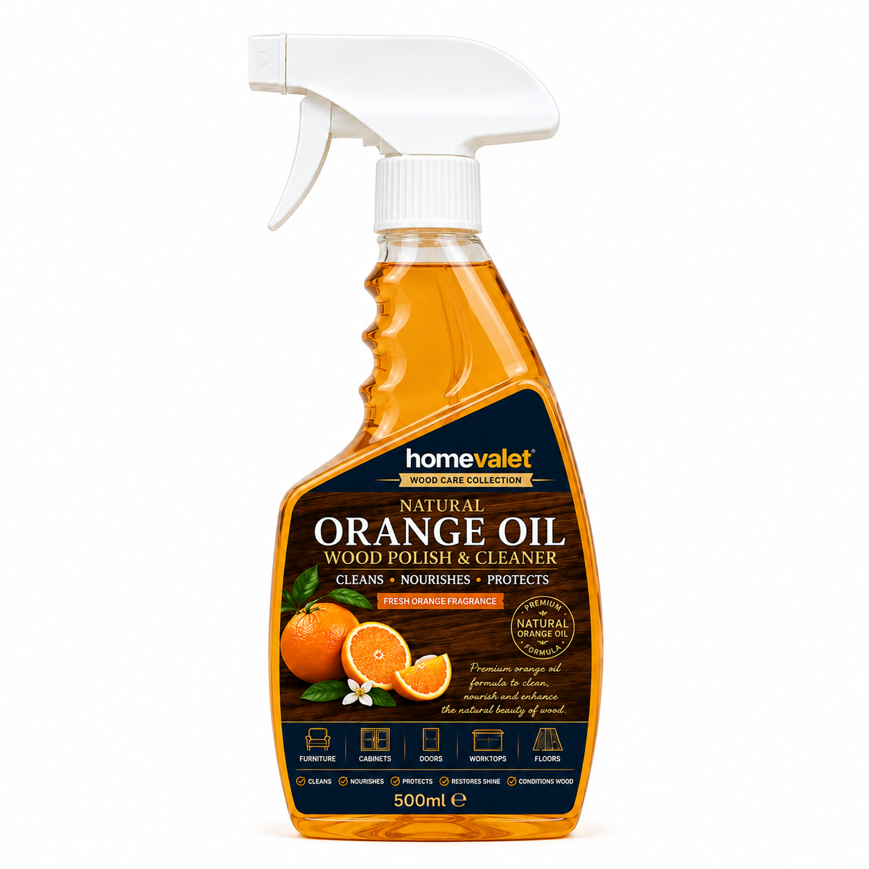 Orange Oil Wood Polish & Cleaner 500ml Furniture Care Spray