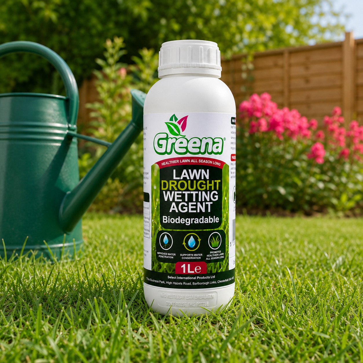 Greena Lawn Drought Wetting Agent 1L Water Saver Dry Grass Treatment Garden UK