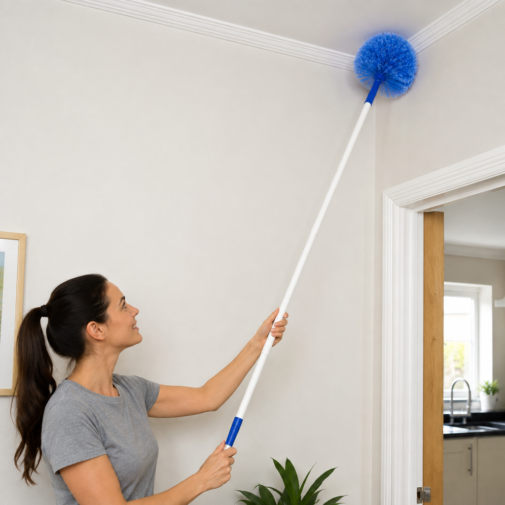 Extendable Dome Head Cobweb Brush – Long Reach Ceiling & High Level Duster