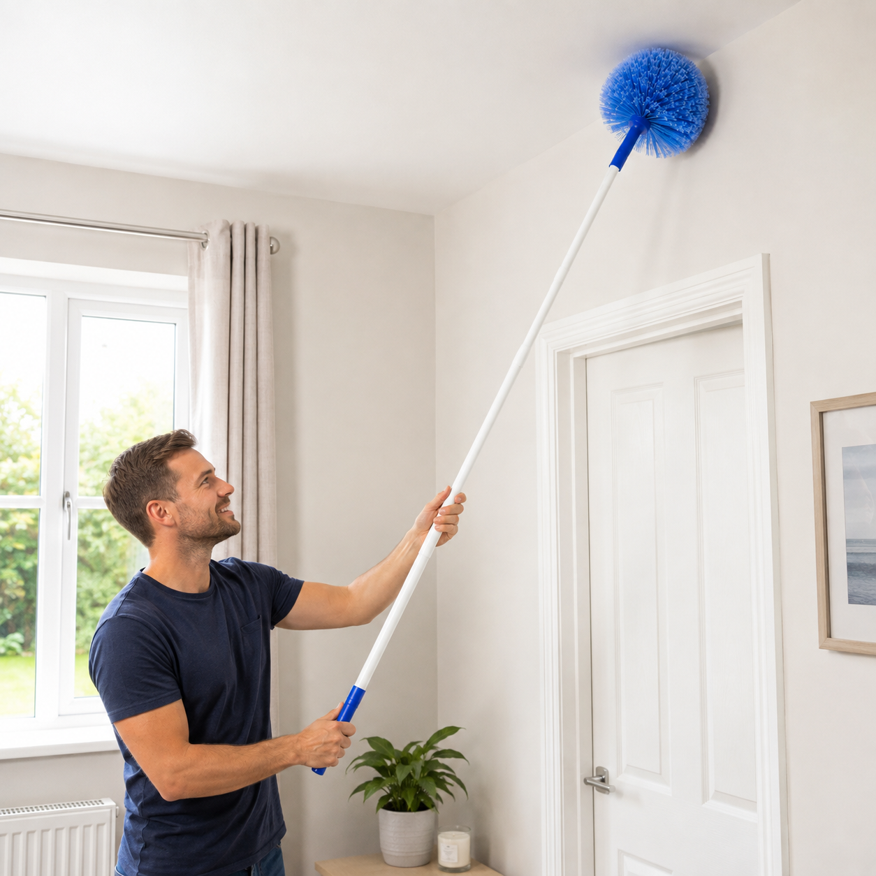 Extendable Dome Head Cobweb Brush – Long Reach Ceiling & High Level Duster