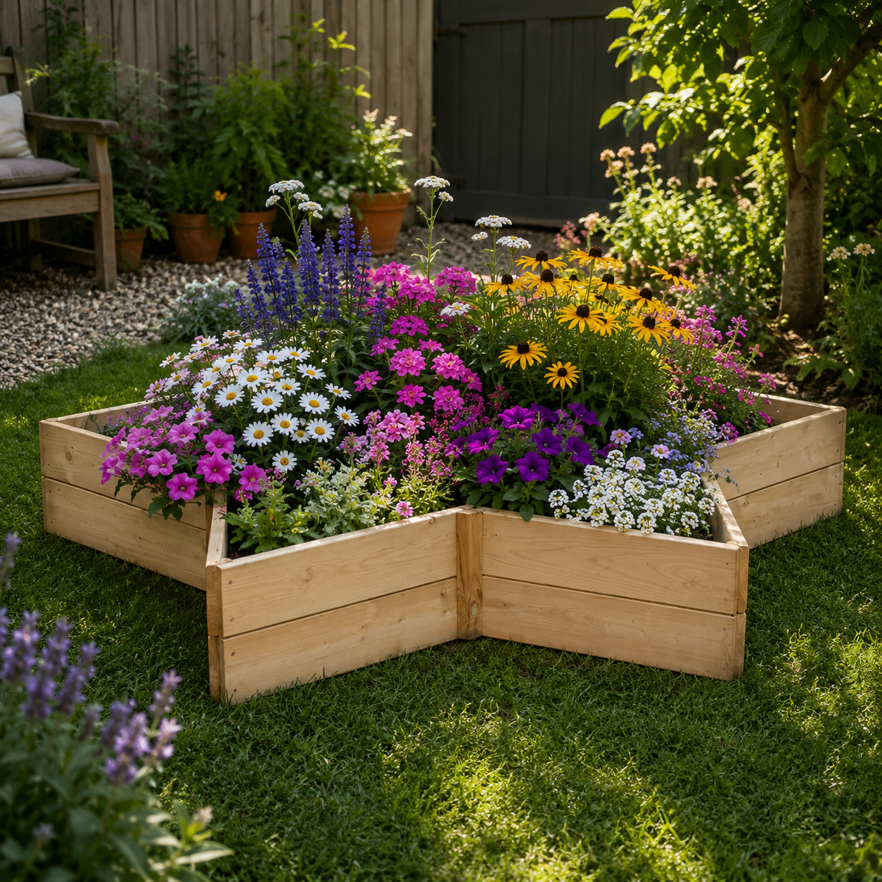 Timber Raised Bed Star Shaped