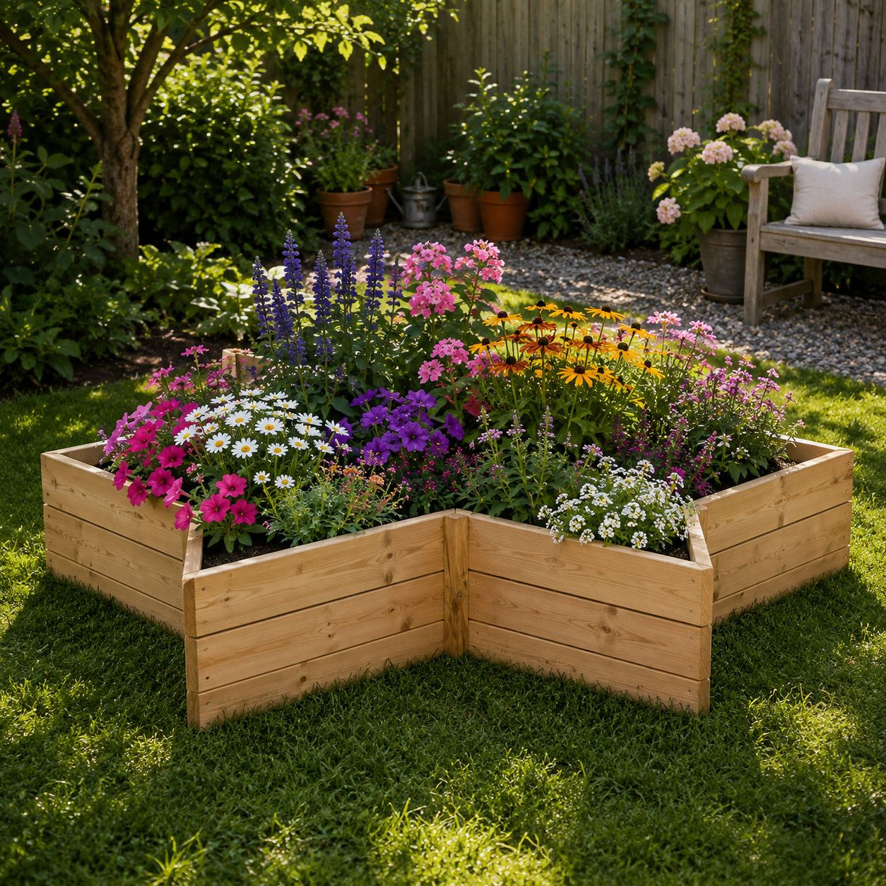 Timber Raised Bed Star Shaped