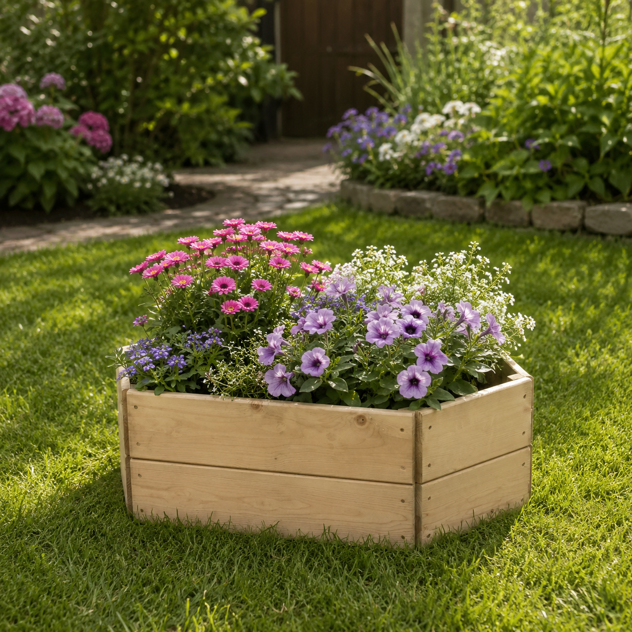 Timber Raised Bed Hexagonal Extended Sizes