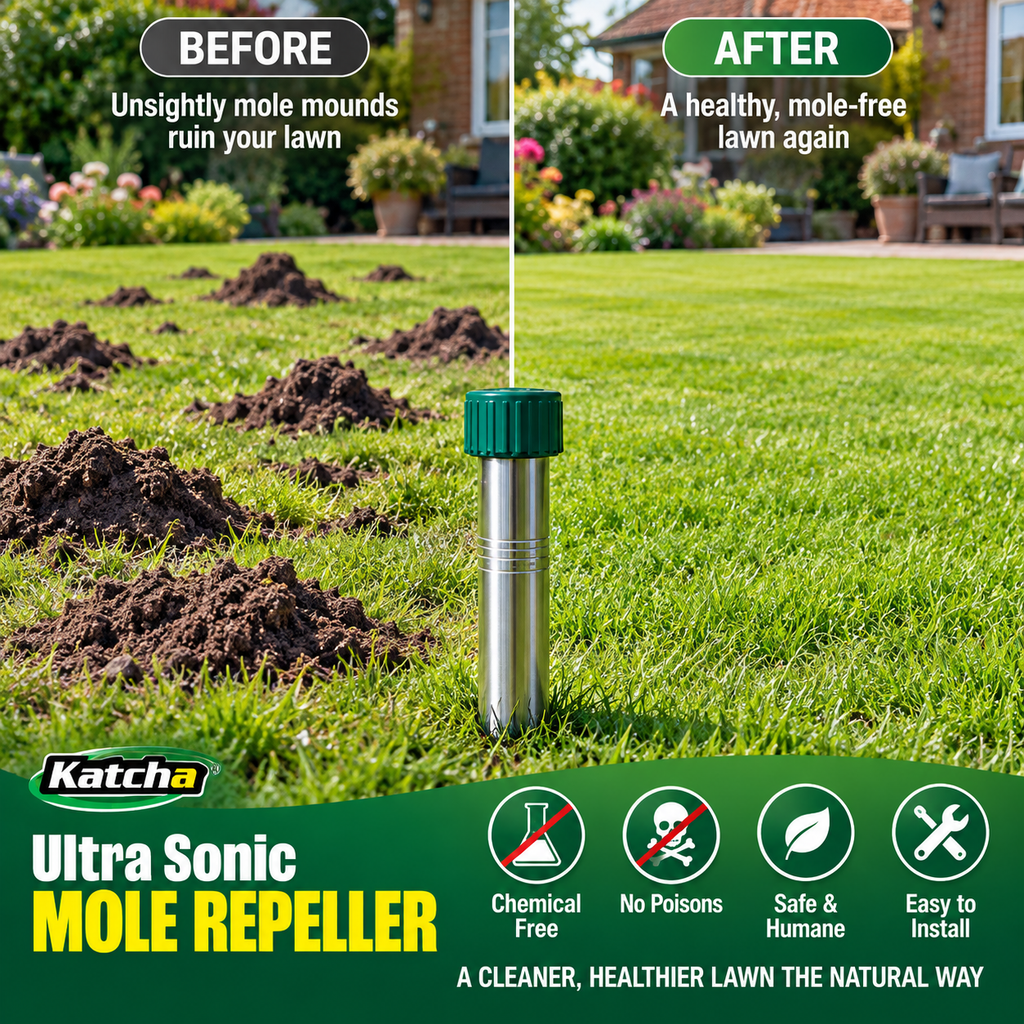 Ultrasonic Mole Repeller – Outdoor Garden Mole Deterrent