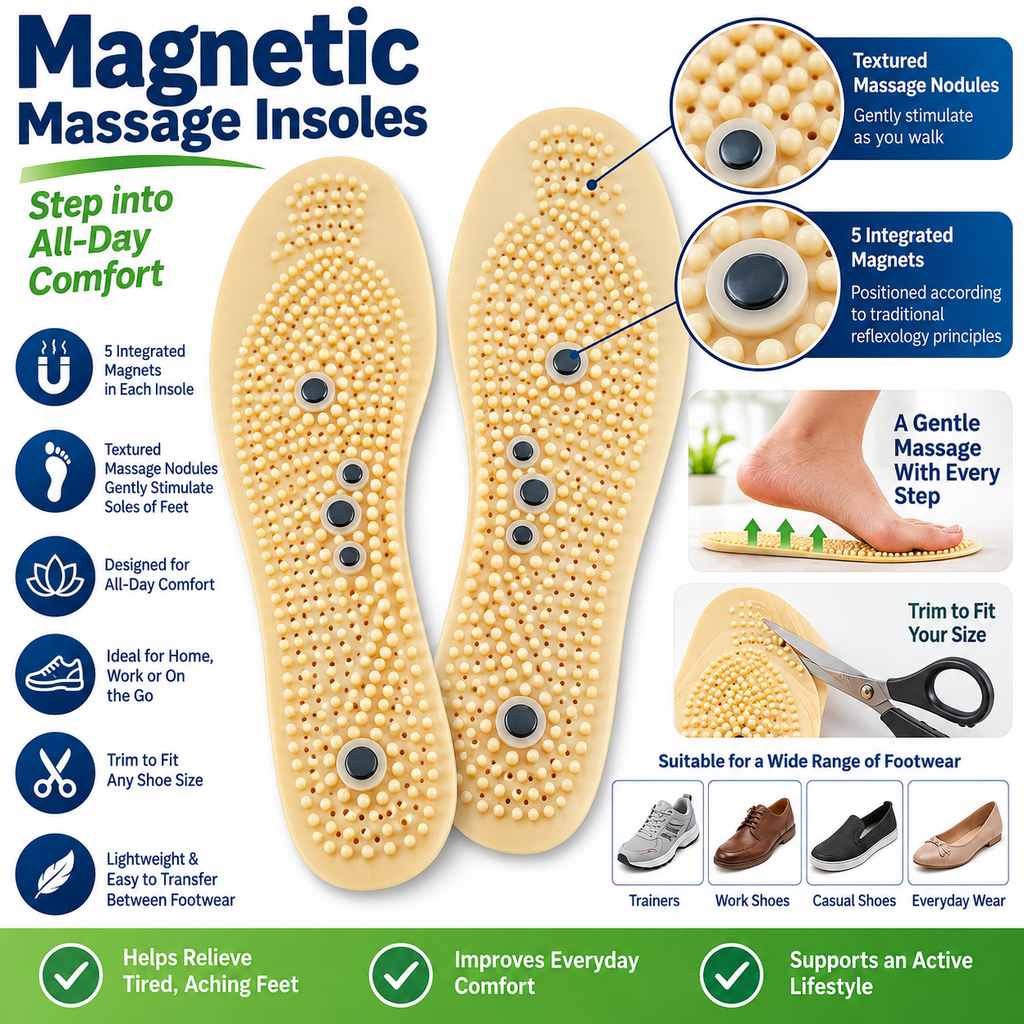 5-Magnet Acupressure Massage Insoles – Everyday Foot Comfort & Support