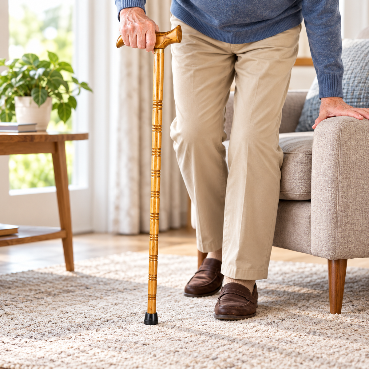 Wooden Ergonomic Walking Stick – Comfort Grip Mobility Aid