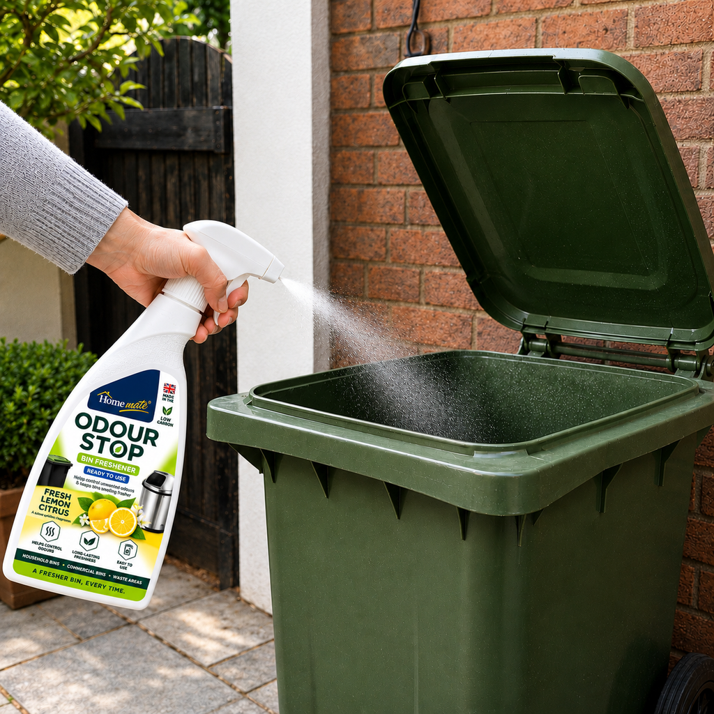 Odour Stop 750ml – Lemon Scented Bin Deodoriser & Freshener Spray
