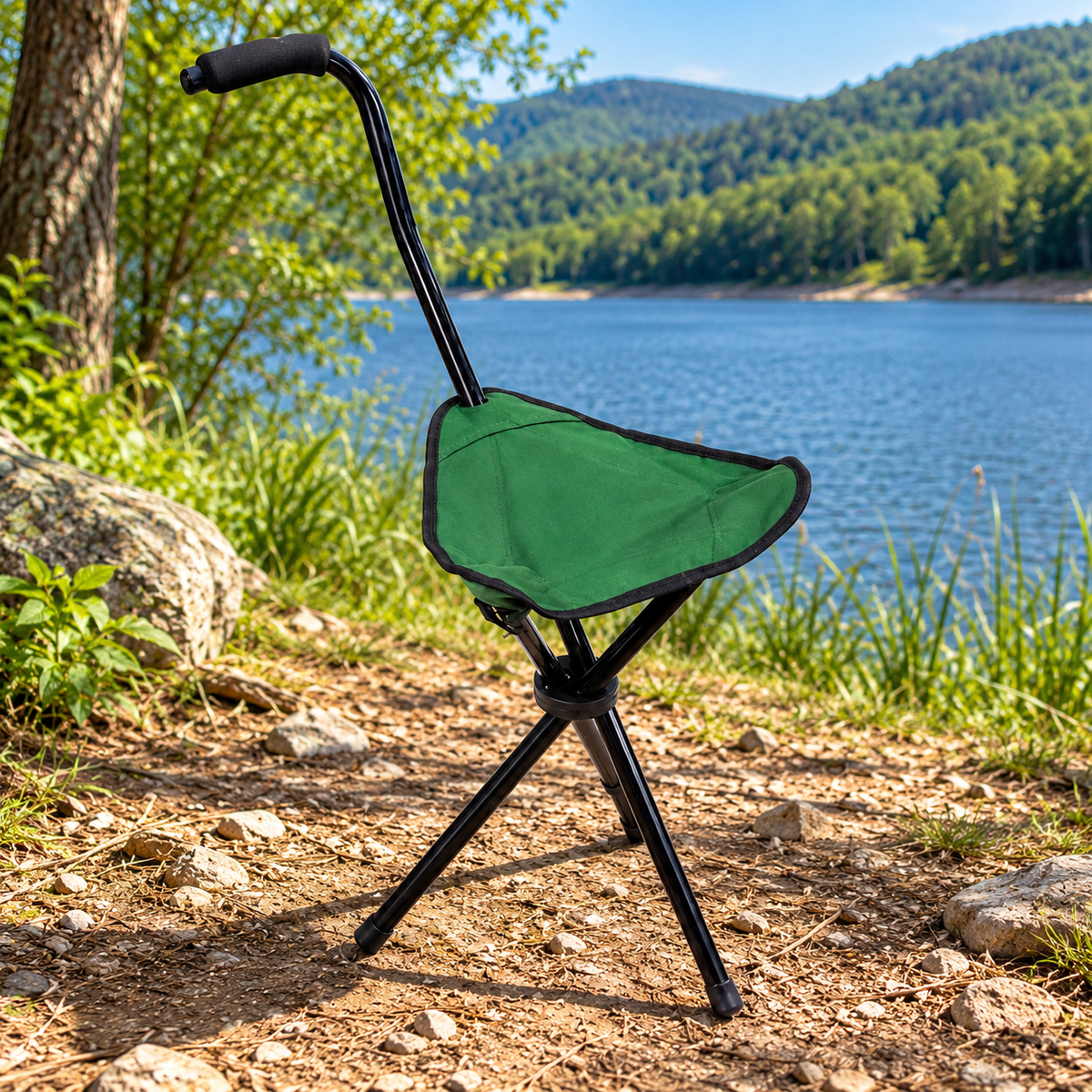 Tripod Walking Stick Stool – Folding Walking Seat