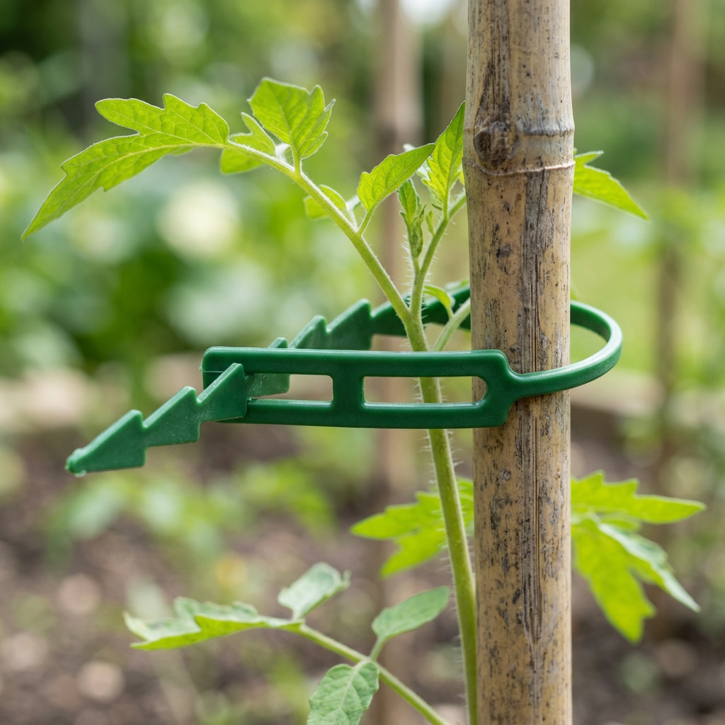 Adjustable plant tie supporting a climbing plant