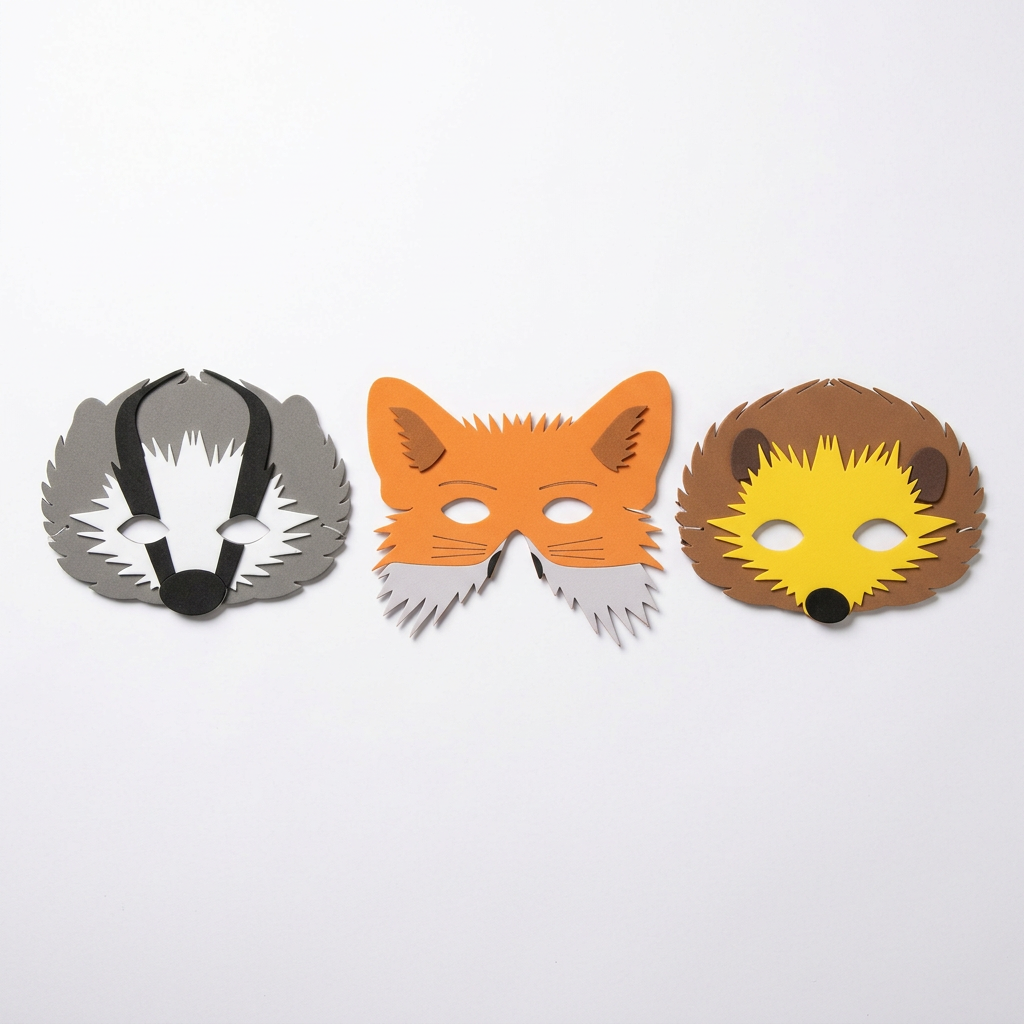 Badger, fox and hedgehog foam masks