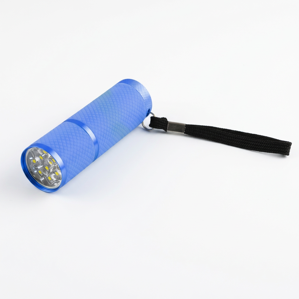 Blue Lumiglow torch with wrist strap