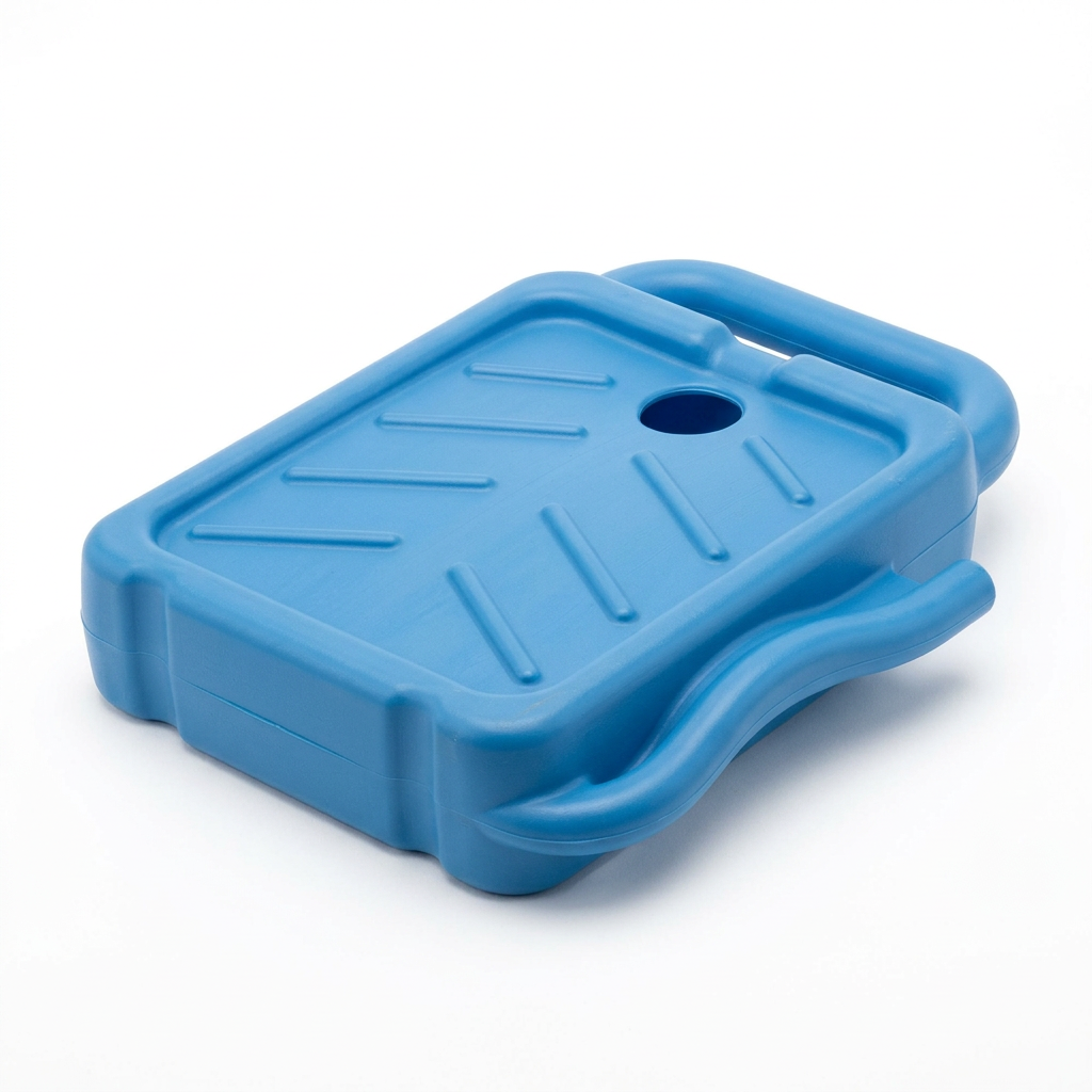 Blue plant drip tray on white