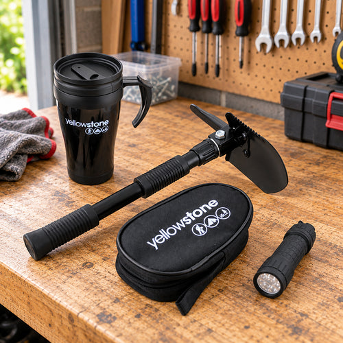 Car Travel Gift Set – Mug Folding Shovel & LED Torch