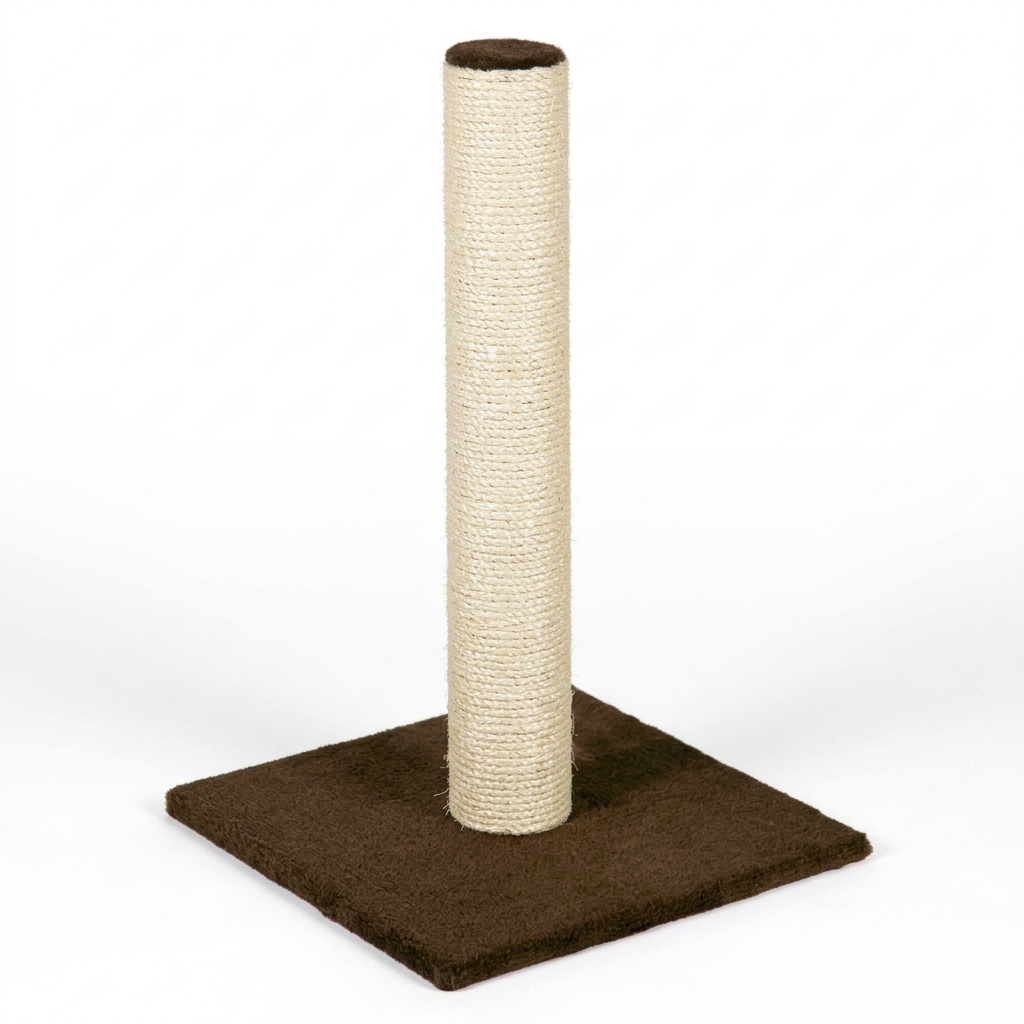 Cat scratching post on white