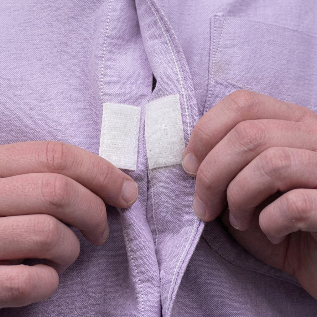 Close-up of Button Tabs fitted inside a shirt