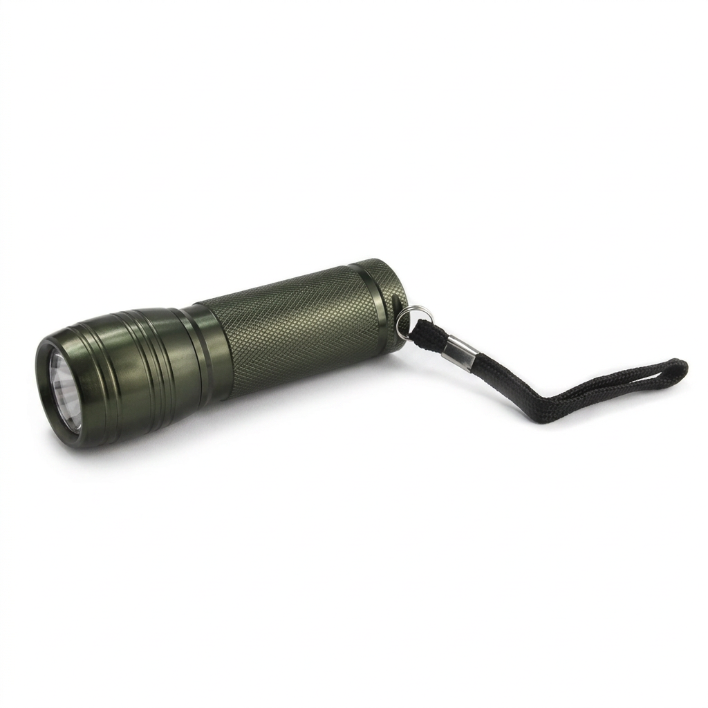 Compact DX Pro torch with wrist strap on white