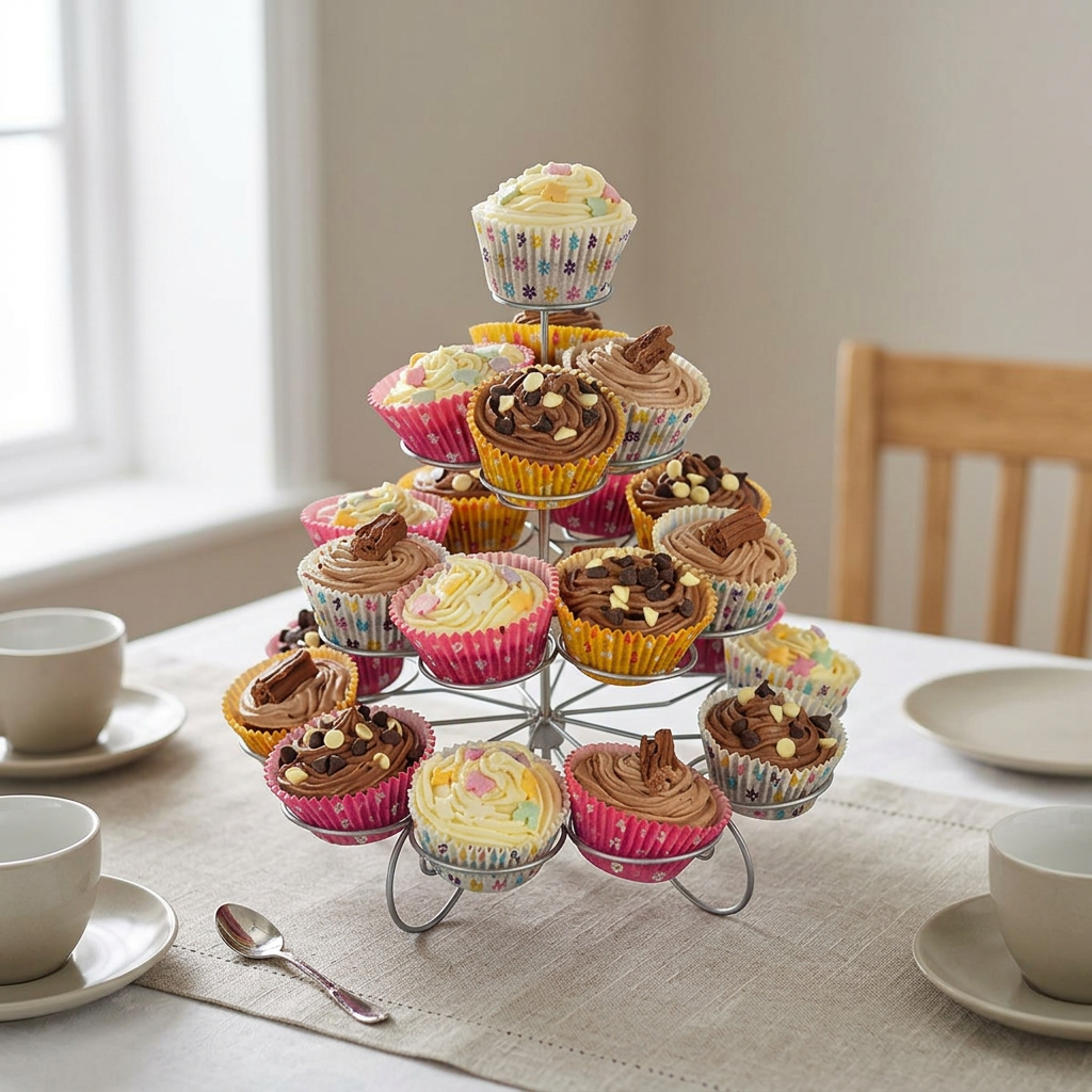 Cupcake stand on an afternoon-tea table