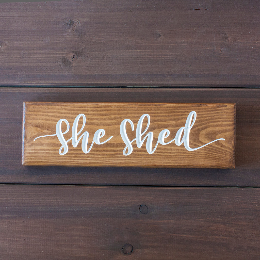 Engraved Oak She Shed Sign – Solid Oak Garden Room Plaque