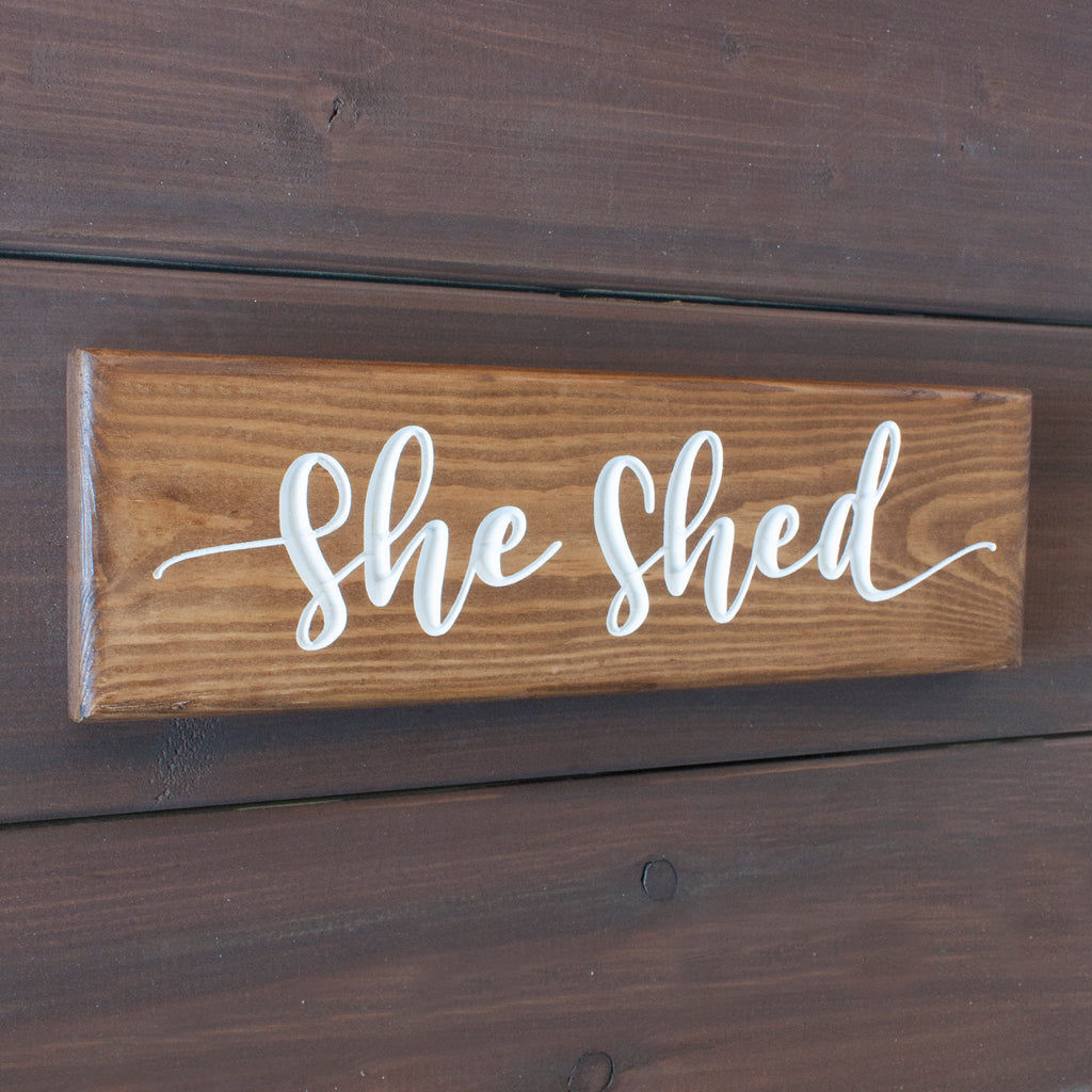 Engraved Oak She Shed Sign – Solid Oak Garden Room Plaque