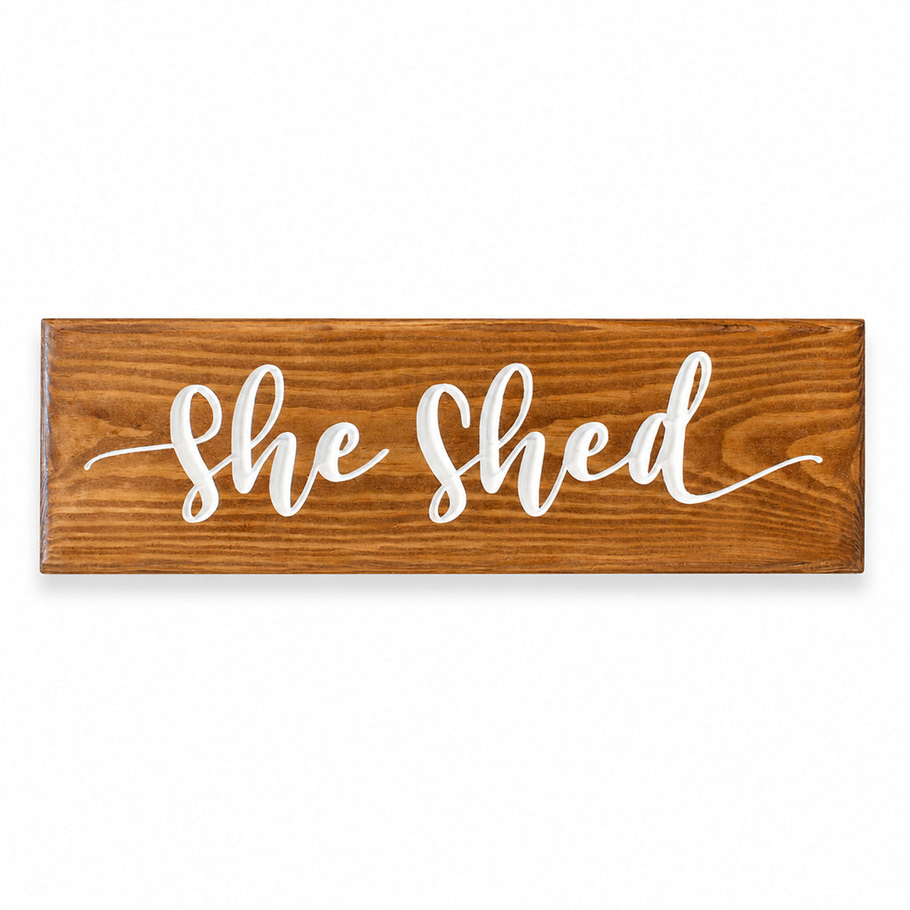 Engraved Oak She Shed Sign – Solid Oak Garden Room Plaque