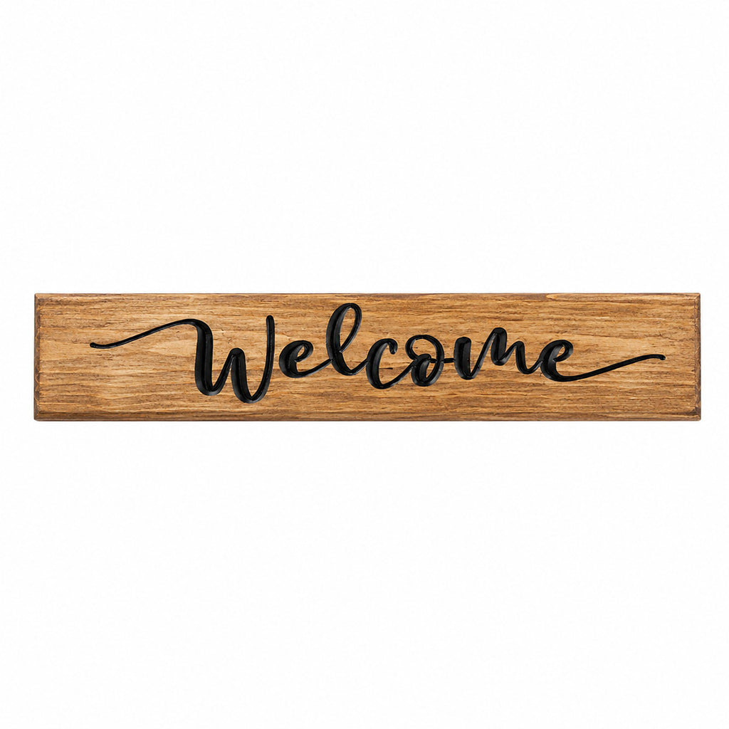 Wooden Engraved Welcome Sign – Rustic Handmade Home Plaque