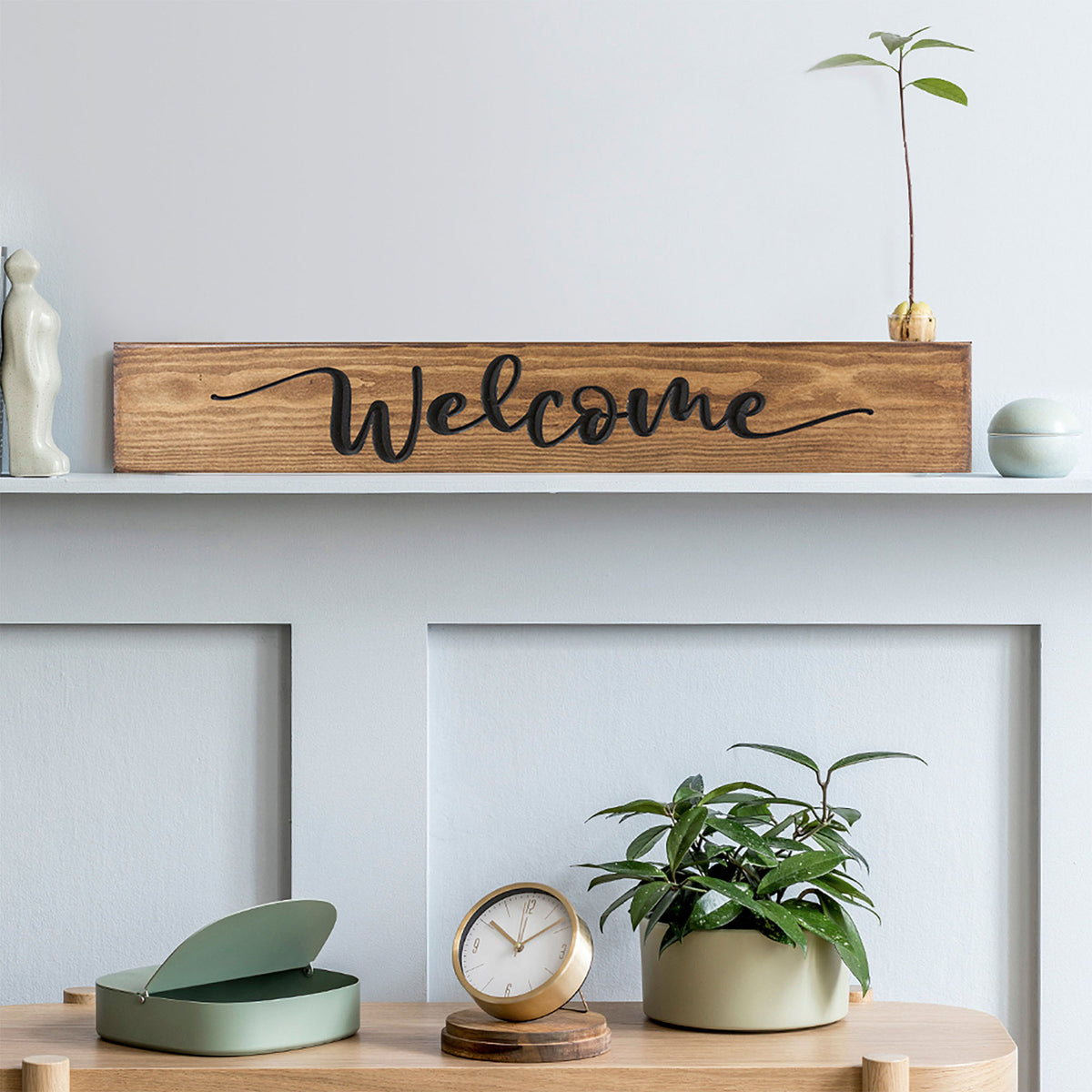 Wooden Engraved Welcome Sign – Rustic Handmade Home Plaque