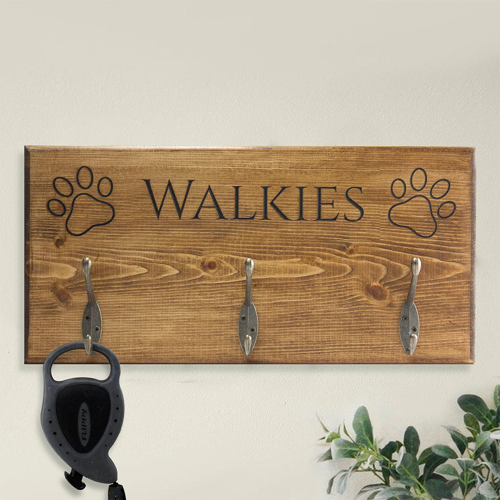Engraved Wooden Dog Lead Holder
