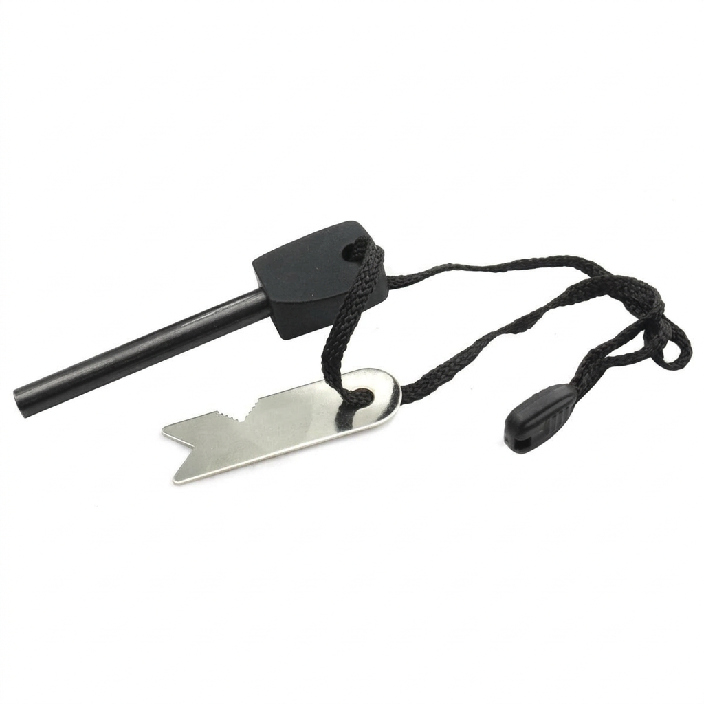 Fire starter and striker on white