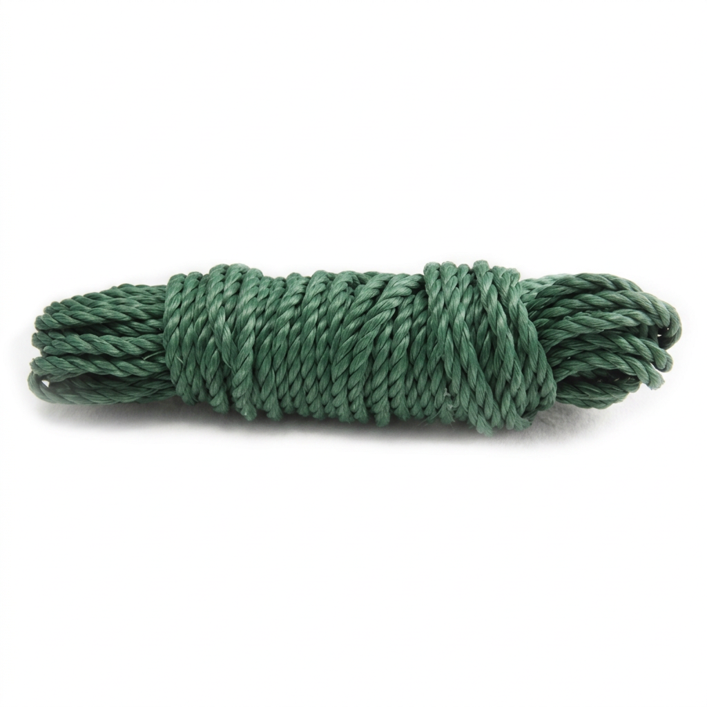Forest green utility rope bundle on white