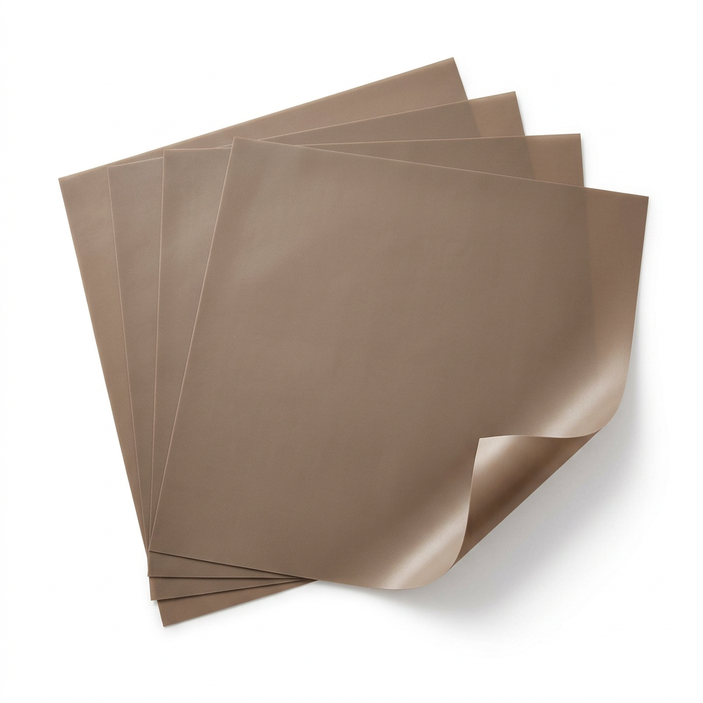 Four oven liners in an overlapping fanned arrangement
