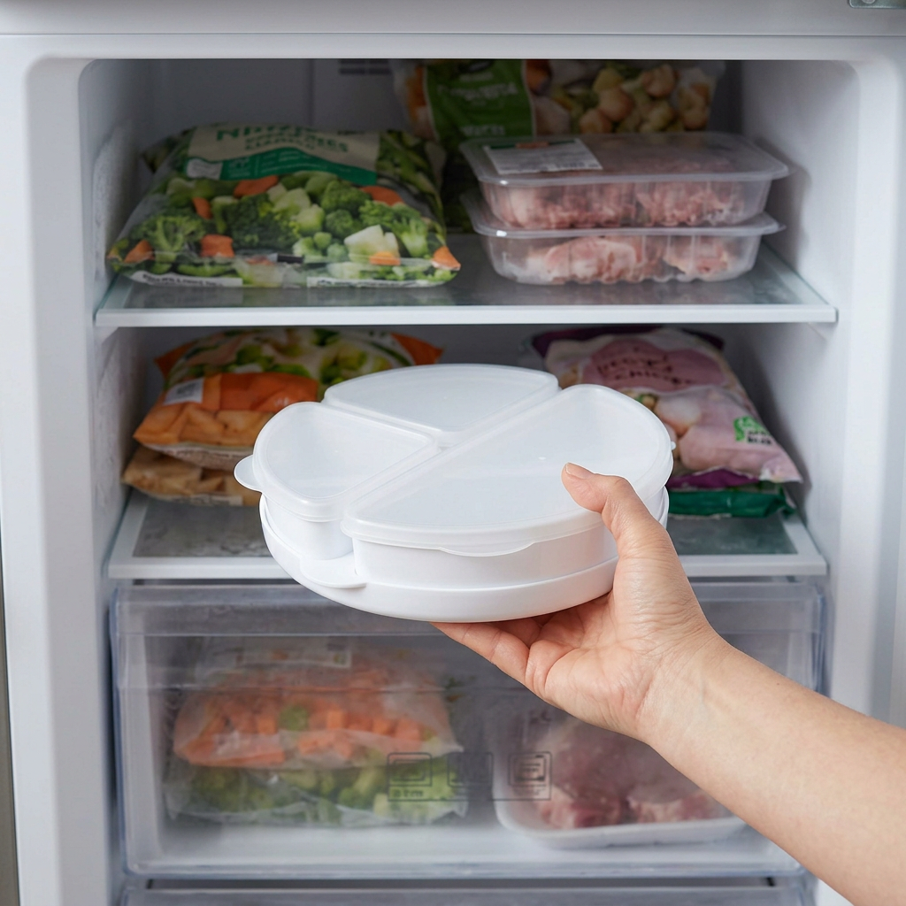 Freezer-storage image with corrected dish proportions
