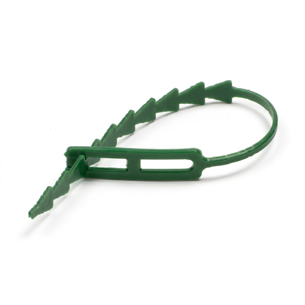 Green adjustable plant tie detail