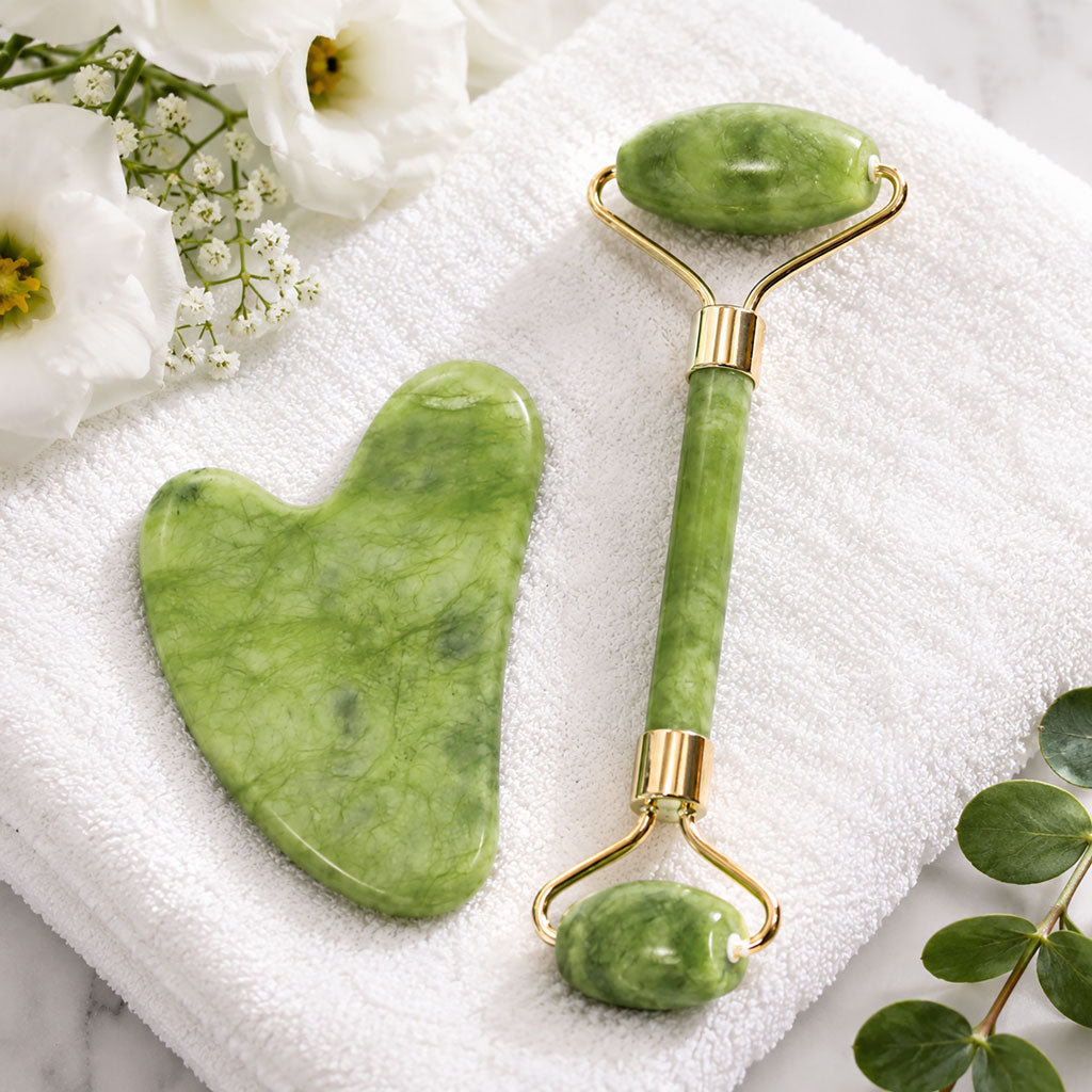 Jade Gua Sha Stone & Facial Massager Set