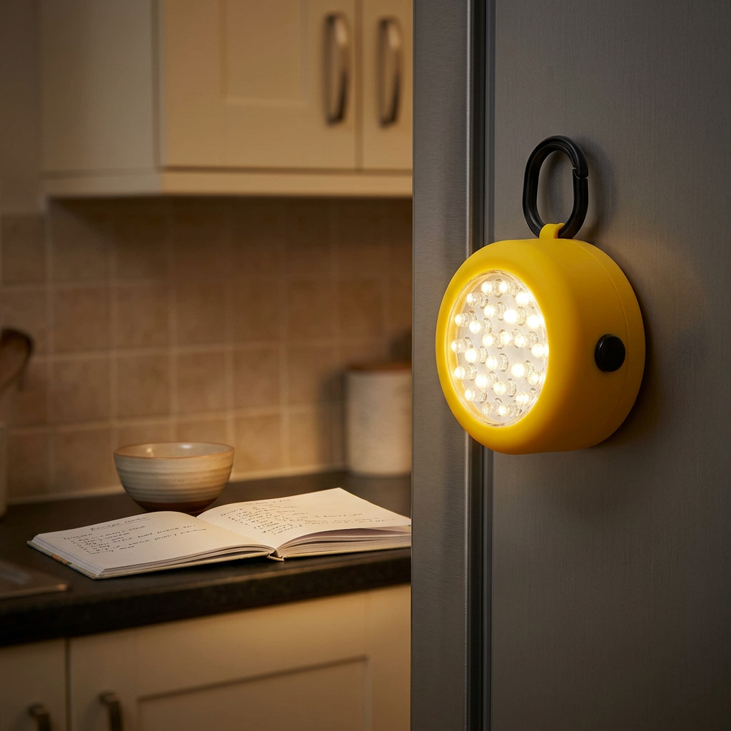 Magnetic 24 LED light providing extra light in a home kitchen