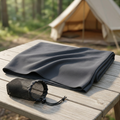Microfibre travel towel in a camping setting