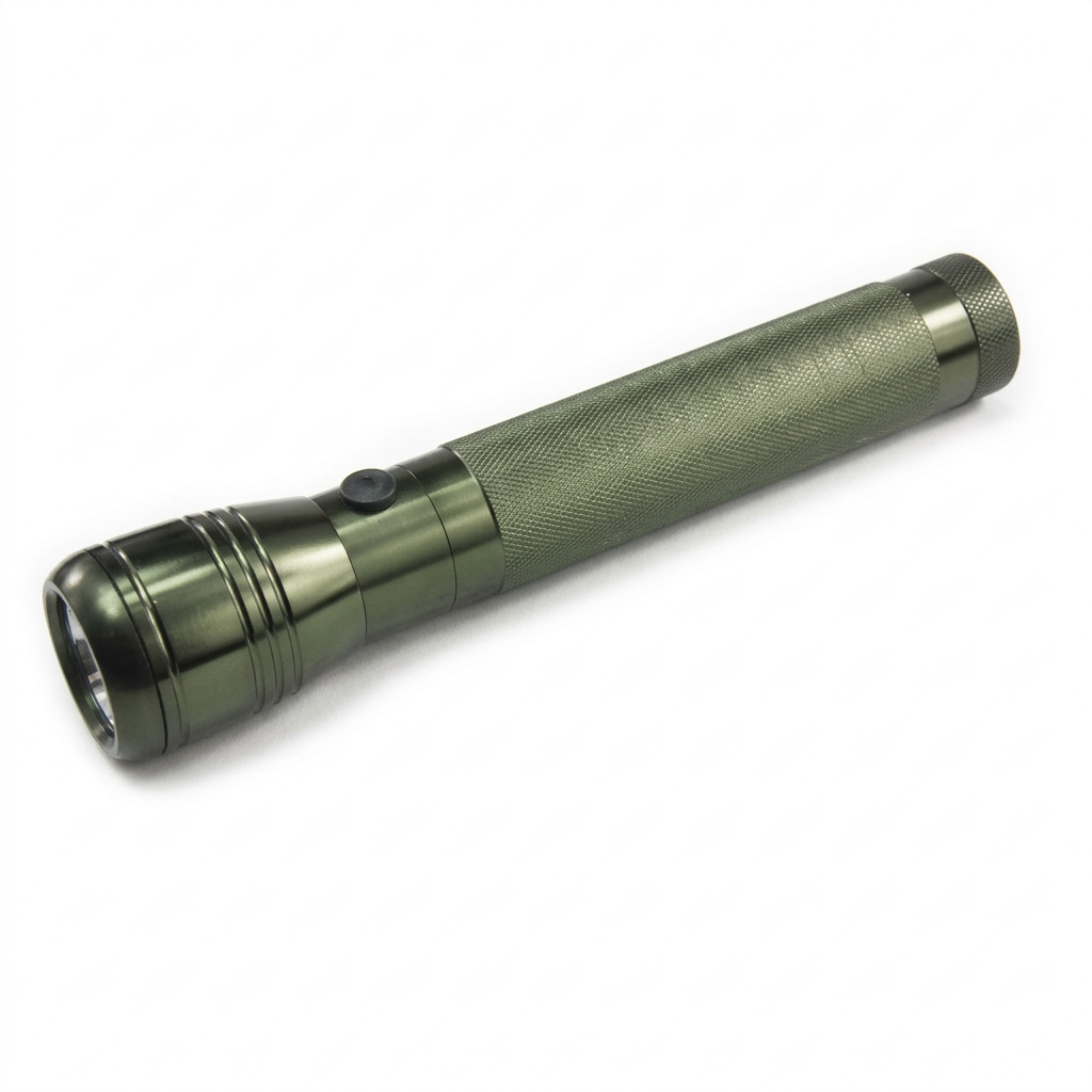 Olive-green XS Pro flashlight on white