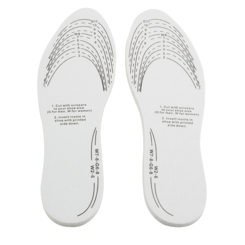 Pair of memory foam insoles on white