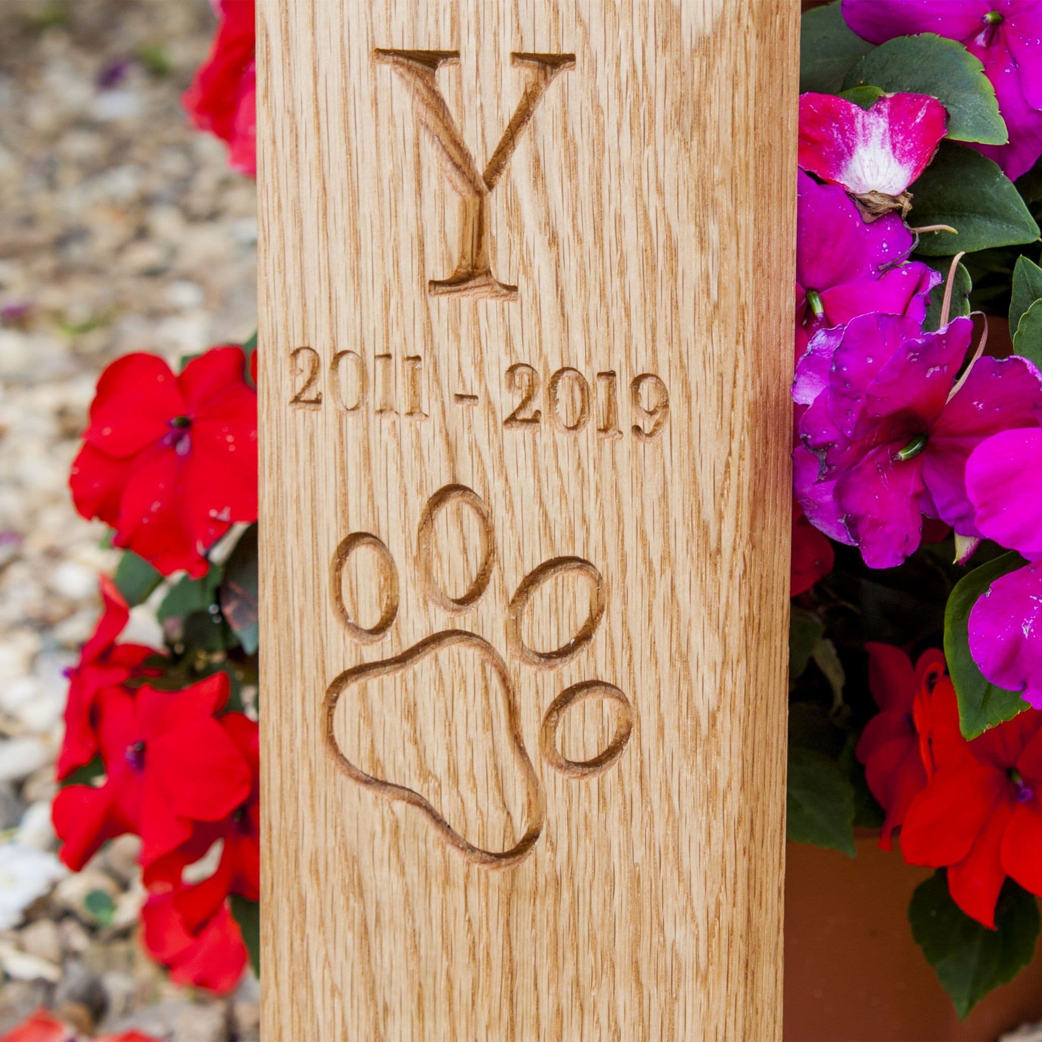 Personalised Oak Pet Memorial Post