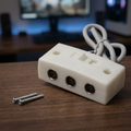 Product on a desk with a softly blurred home gaming background