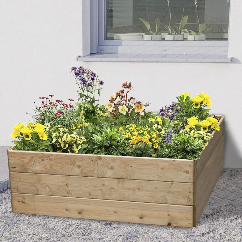 Square Timber Raised Bed