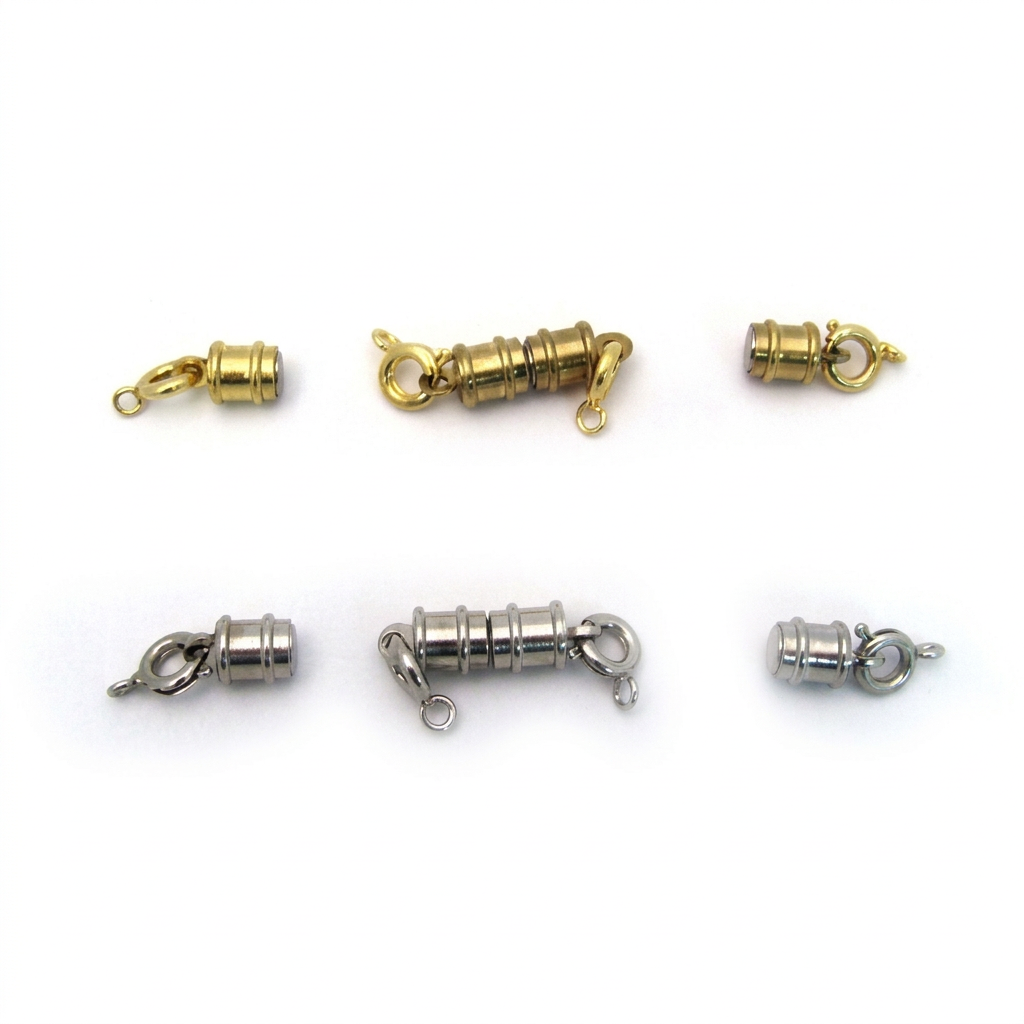 Three gold-tone and three silver-tone magnetic clasps