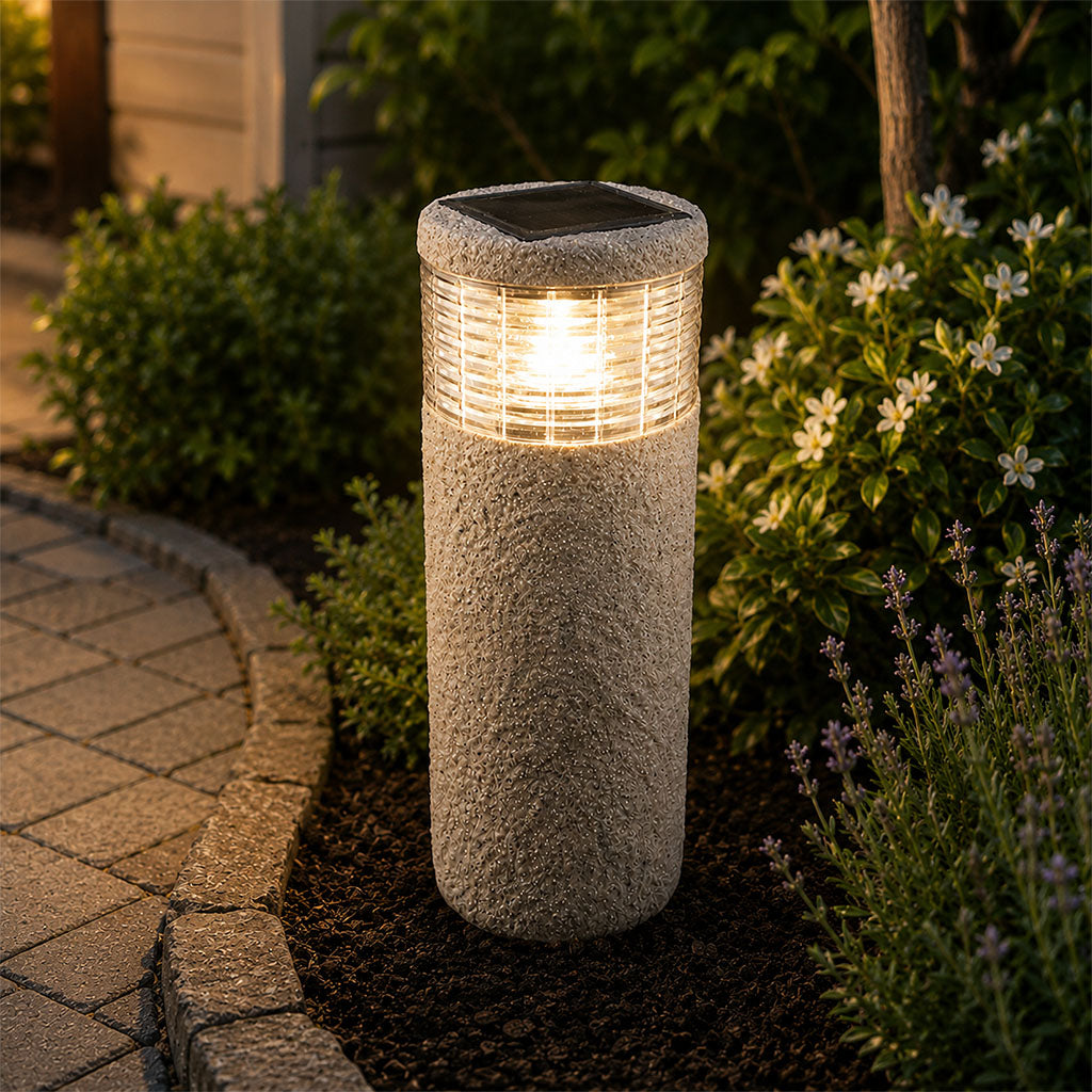 Venice Stone Effect Solar Post Light