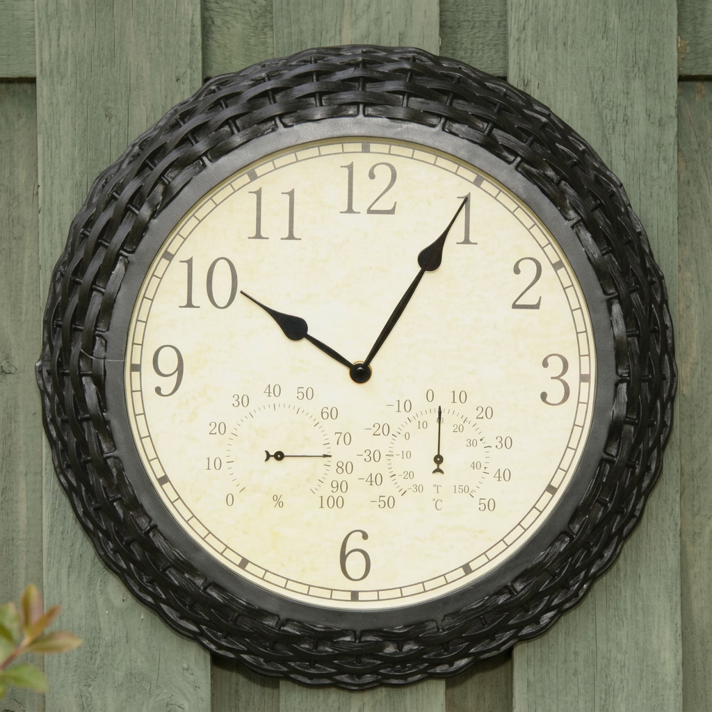 Winchester clock with refreshed garden lighting and fence background