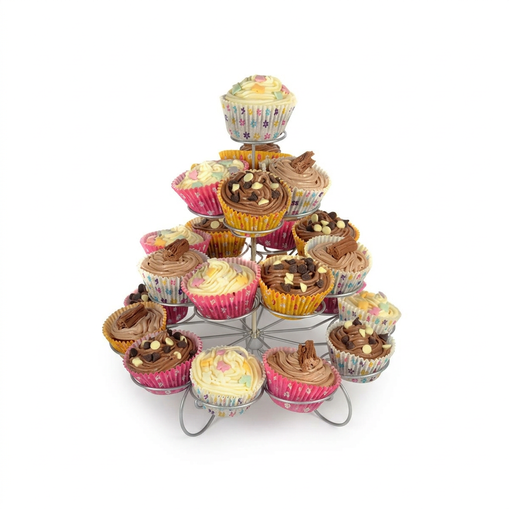 Wire cupcake stand on white
